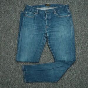 Flint Tinder Jeans Men 33x32 Blue Straight Fit 5 Pocket‎ Medium Wash Button Fly